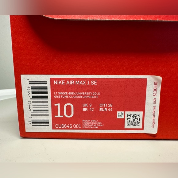 RARE NIKE MEN’S AIR MAX 1 SE THE CHINA TOWN NEW YORK 2020 SIZE 10 - Picture 12 of 12